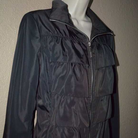 Sz XS Kensie Black Long Zipper Front Jacket Coat - Picture 4 of 6